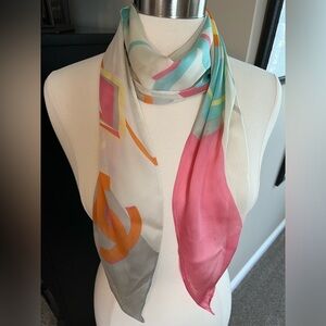 CHANEL Multi Color Silk Scarf